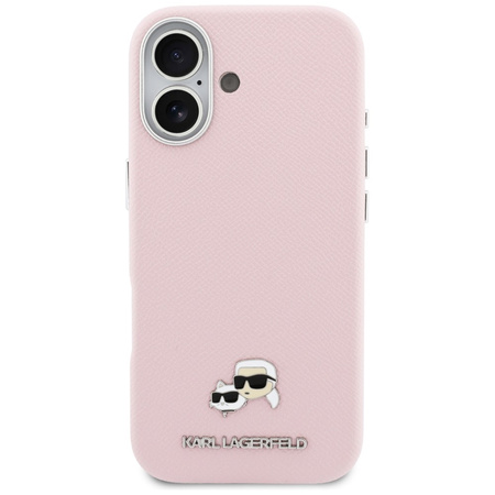 Etui Karl Lagerfeld Karl & Choupette Head Pins Saffiano MagSafe do iPhone 17 różowy