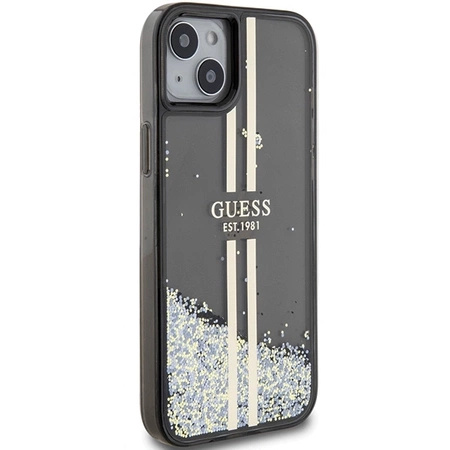 Etui Guess Liquid Glitter Gold Stripes na iPhone 15 / 14 / 13 - czarne