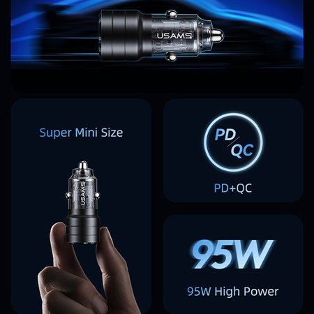 USAMS ŁADOWARKA SAMOCHODOWA C36 1xUSB-C 95W DO TELEFONÓW ZŁĄCZE FAST CHARGE