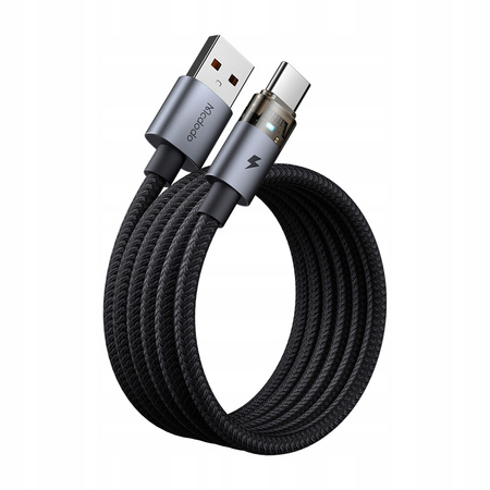 MCDODO KABEL USB-A USB-C SZYBKIE ŁADOWANIE USB TYP C 6A 100W 1M LED CZARNY