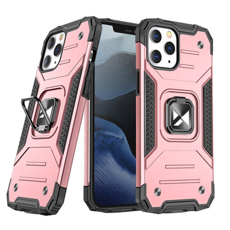 Wozinsky Ring Armor pancerne hybrydowe etui pokrowiec + magnetyczny uchwyt Samsung Galaxy A22 4G różowy