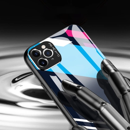 Color Glass Case etui pokrowiec nakładka ze szkła hartowanego z osłoną na aparat iPhone 11 Pro Max pattern 2