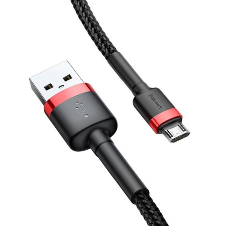 BASEUS KABEL USB DO MICRO USB DO TELEFON TABLET 2A 3M MOCNY CZARNY CZERWONY