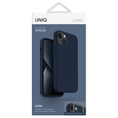 Etui Uniq Lino na iPhone 14 Plus niebieski/marine blue