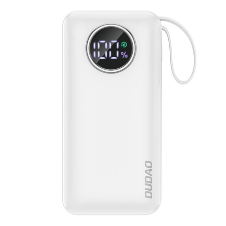 Dudao powerbank 10000mAh USB-A / USB-C 22.5W z wbudowanym kablem Lightning  oraz USB-C biały (K15sW)