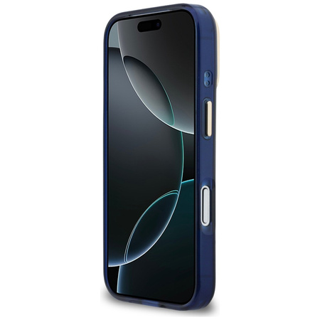 Etui Guess IML 4G Script Metal do iPhone 17 Pro Max niebieski