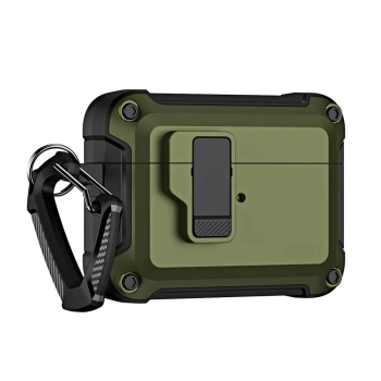 HURTEL ETUI PANCERNE DO AIRPODS 4 Z KARABINCIKIEM SILIKONOWE WYSOKA
