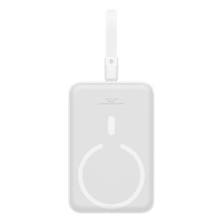 Powerbank Baseus Magnetic Mini MagSafe 10000mAh 20W z wbudowanym kablem Lightning - biały + kabel Baseus Simple Series USB-C - USB-C 60W 0.3m