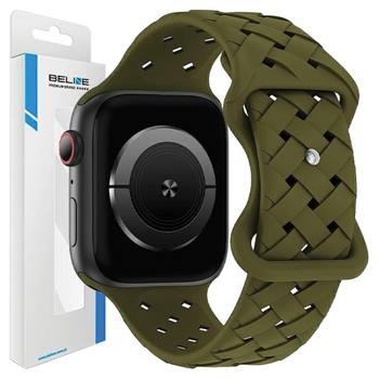 BELINE PASEK SILIKONOWY WOVEN DO APPLE WATCH 42 44 45 49MM OLIWKOWY TRWAŁY