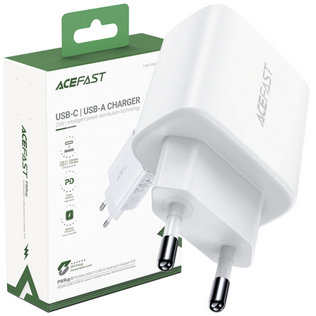 Acefast ładowarka sieciowa USB Typ C / USB 20W, PPS, PD, QC 3.0, AFC, FCP biały (A25 white)