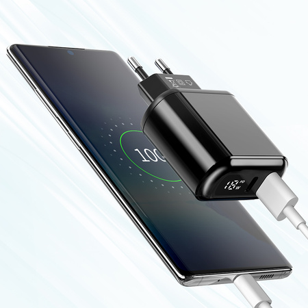 MCDODO SZYBKA ŁADOWARKA SIECIOWA DO TELEFONU 2X USB USB-C PD 20W MIERNIK