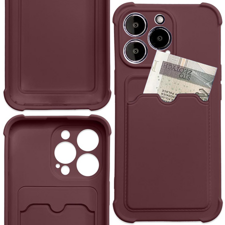 Card Armor Case etui pokrowiec do Xiaomi Redmi 10X 4G / Xiaomi Redmi Note 9 portfel na kartę silikonowe pancerne etui Air Bag malinowy
