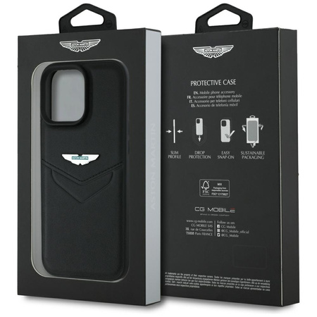 Etui Aston Martin HC Leather Victory     Design do iPhone 16 Pro czarny