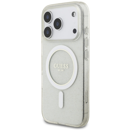 Etui Guess IML Glitter Pearl Strap       MagSafe do iPhone 17 Pro przezroczysty