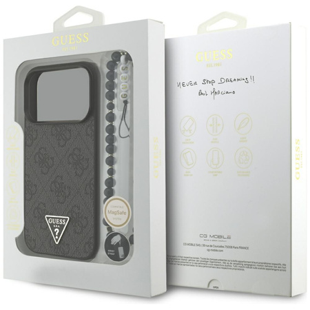 Etui Guess 4G Strap Triangle Logo        MagSafe do iPhone 17 Pro czarny