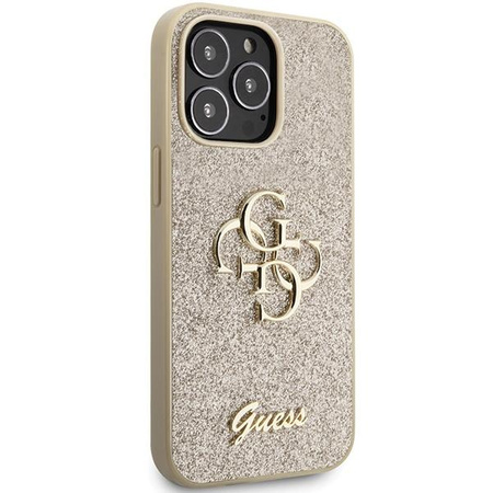 Etui Guess GUHCP13XHG4SGD na iPhone 13 Pro Max 6.7" - złote Glitter Script Big 4G