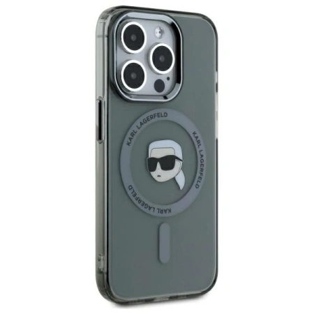 KARL LAGERFELD CASE HARDCASE DO IPHONE 15 PRO DO MAGSAFE Z METALOWYM LOGO