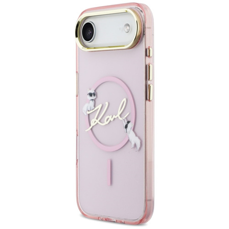 Etui Karl Lagerfeld IML Choupettes Karl  Script Logo MagSafe do iPhone Air różowy