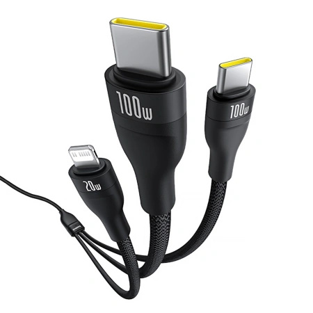 BASEUS KABEL 3W1 USB-C DO LIGHTNING 1,5M DO IPHONE 12 13 14 100W Z 3 KABLAM