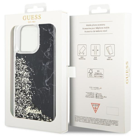 Etui Guess GUHCP14XLCSGSGK na iPhone 14 Pro Max 6.7" - czarne Liquid Glitter Marble