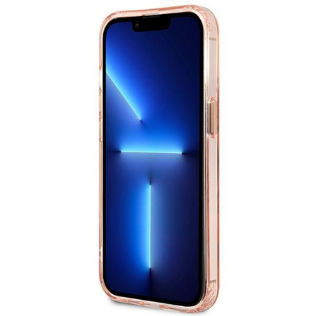 Guess GUHMP13XHTCMP iPhone 13 Pro Max 6,7" różowy/pink hard case Gold Outline Translucent MagSafe