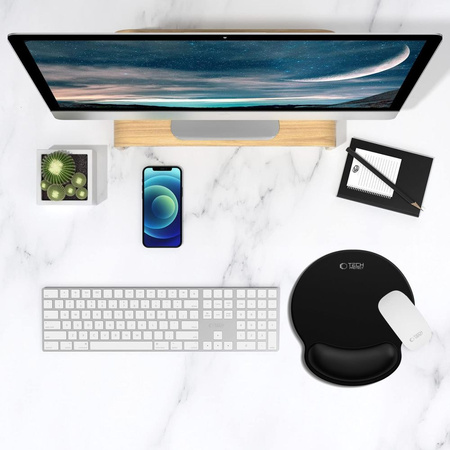 TECH-PROTECT A200 MOUSE PAD WITH GEL WRIST REST 25 x 22.5CM BLACK
