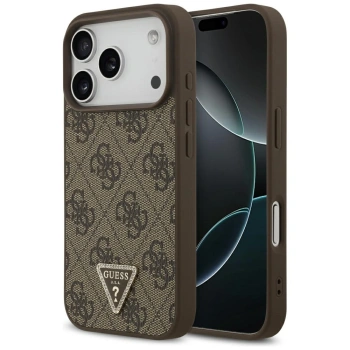 GUESS ETUI LEATHER 4G TRIANGLE STRASS MAGSAFE DO IPHONE 17 PRO POKROWIEC