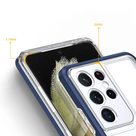 HURTEL ETUI CLEAR 3IN1 DO SAMSUNG GALAXY S22 ULTRA Z RAMKĄ Z OCHRONĄ EKRANU