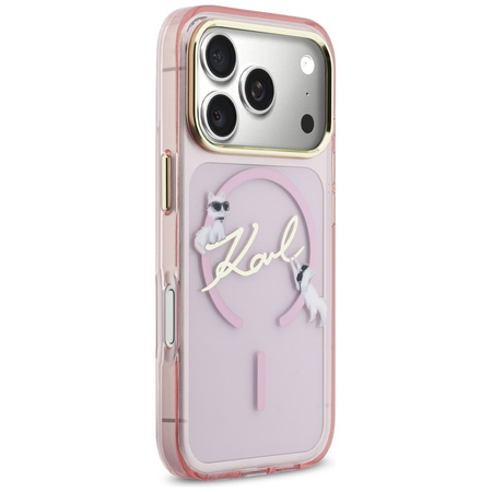 Etui Karl Lagerfeld IML Choupettes Karl  Script Logo MagSafe do iPhone 17 Pro różowy