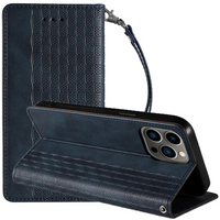Magnet Strap Case etui iPhone 14 Plus pokrowiec z klapką portfel mini smycz podstawka niebieskie