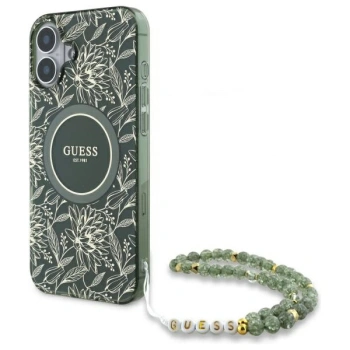 GUESS ETUI HARDCASE IML FLOWERS ALLOVER ELECTRO WITH PEARL STRAP DO MAGSAFE