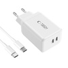 TECH-PROTECT ŁADOWARKA PD45W Z 2 PORTAMI DO TELEFONÓW TABLETÓW KABEL USB-C