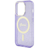 Etui Guess GUHMP14XHCMCGU na iPhone 14 Pro Max 6.7" purpurowy/purple hardcase Glitter Gold MagSafe