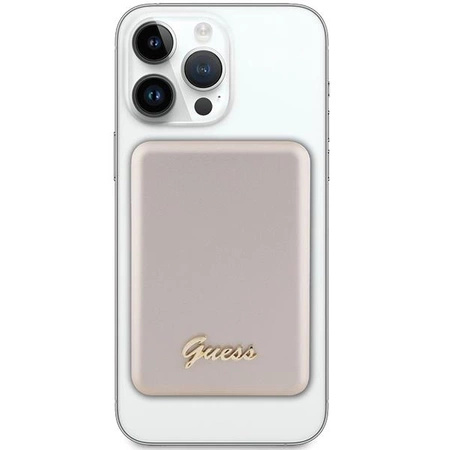 Powerbank indukcyjny Guess MagSafe Metal Script Logo 5W 3000mAh - złoty