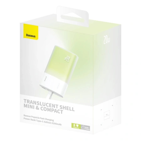 BASEUS POWERBANK POPSICLE 5200MAH 20W DO TELEFONÓW APPLE Z WBUDEM KABLEM