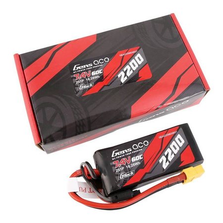 GENS ACE AKUMULATOR LIPO 2200MAH 7,4V 60C 2S1P XT60 DO MODELI RC Z WYSOKĄ