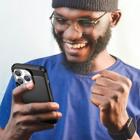 Carbon Case etui iPhone 14 Pro Max elastyczny żelowy pokrowiec na tył plecki czarny