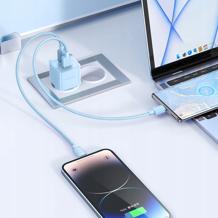 MCDODO FAST PHONE CHARGER POWER ADAPTER 2X USB USB-C 33W GAN BLUE