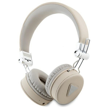 Guess słuchawki nauszne Bluetooth ENC    GUBH70PGTSPSE beżowy/beige Grained Classic Round Shape