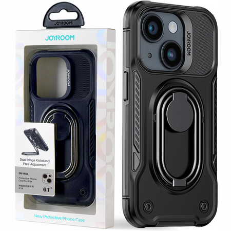 Joyroom Dual Hinge etui iPhone 14 Plus pancerny pokrowiec z podstawką uchwytem ring holder czarne