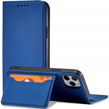 Magnet Card Case etui do iPhone 12 Pro Max pokrowiec portfel na karty kartę podstawka niebieski