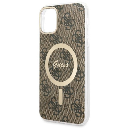 Etui Guess GUHMN61H4STW na iPhone 11 - brązowe 4G MagSafe