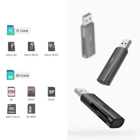 Czytnik kart SD/TF Ugreen CM264 USB 3.0 - czarny