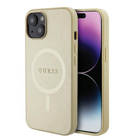 Guess GUHMP15SPSAHMCB iPhone 15 6.1" złoty/gold hardcase Saffiano MagSafe