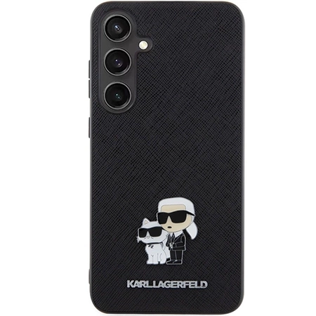 Etui Karl Lagerfeld Saffiano Karl&Choupette Metal Pin na Samsung Galaxy S24+ - czarne