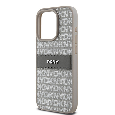 DKNY ETUI HARDCASE LEATHER MONO STRIPE DO IPHONE 15 PRO MAX 6.7 METAL LOGO
