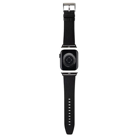 Pasek Karl Lagerfeld Saffiano Monogram na Apple Watch 38/40/41mm - czarny