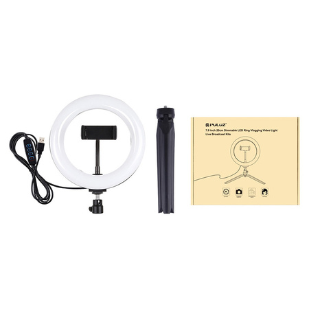 PULUZ LAMPA PIERŚCIENIOWA LED 20CM Z UCHWYTEM NA TELEFON DO FILMOWANIA