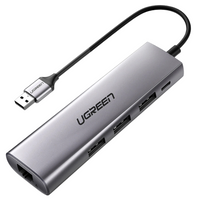 UGREEN ADAPTER USB-A 3.0 DO LAPTOPA KOMPUTERA 5W1 3X USB-A RJ45 MICRO USB