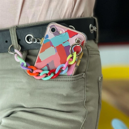 HURTEL COLOR CHAIN CASE ŻELOWE ETUI DO IPHONE 8 PLUS 7 PLUS Z ŁAŃCUSZKIEM